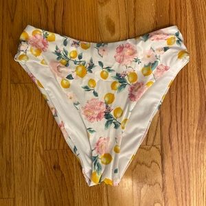 VS high rise lemon print bikini bottom NWOT small